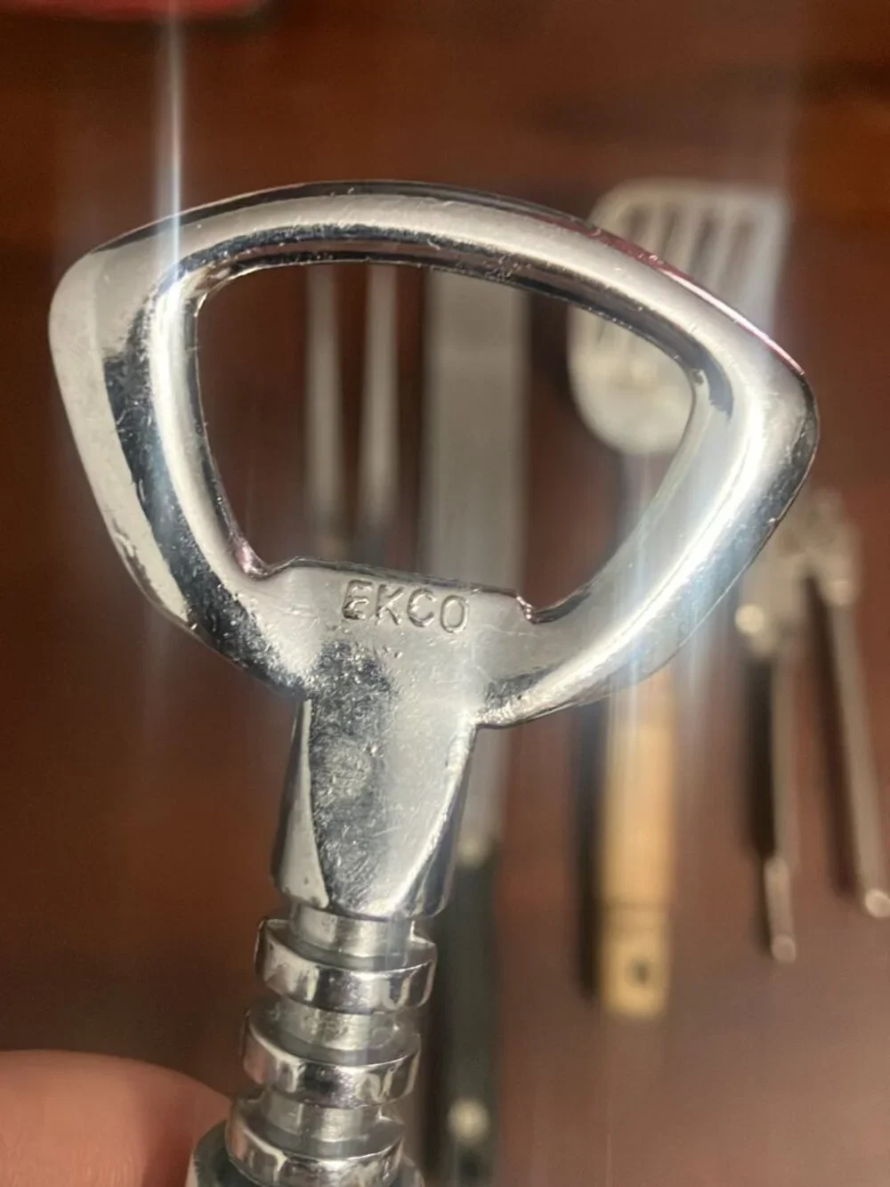 Lot of 5 Vintage Ekco Utensils Meat Fork, Spatulas, Can & Wine Bottle Openers